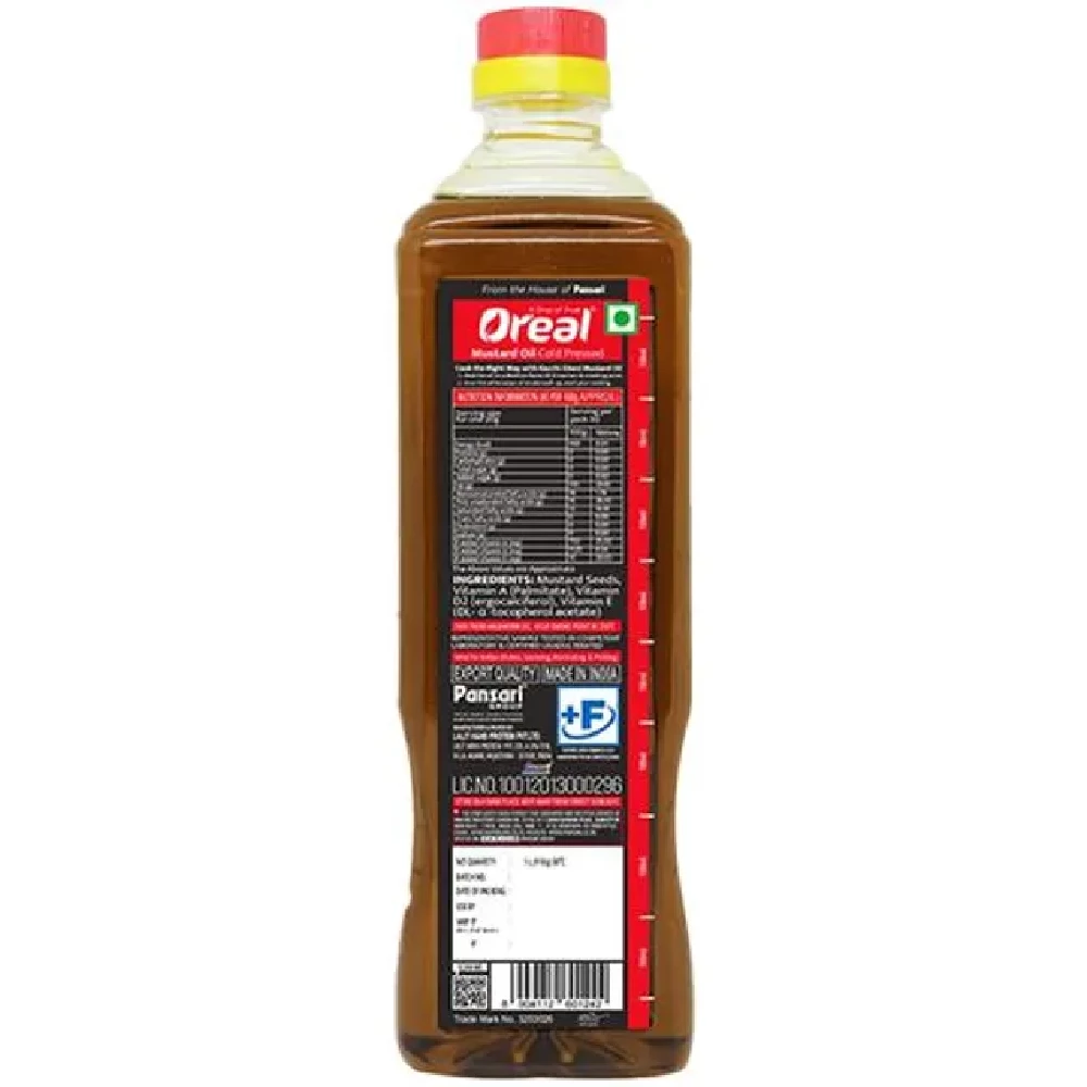 OREAL Kacchi Ghani - Mustard Oil, 1 L Bottle-2.webp